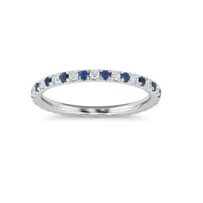 14K White Gold Diamond and Sapphire Eternity Band