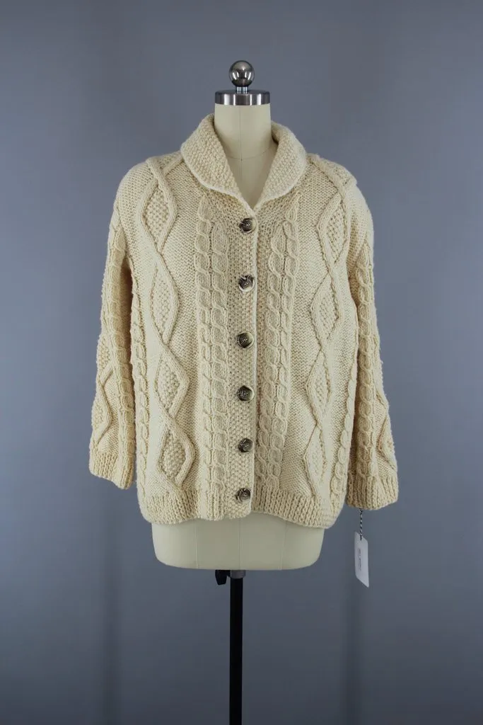 1960s Vintage Irish Wool Cardigan Sweater