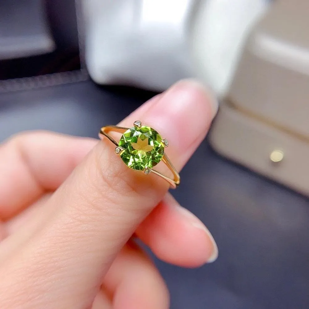 2ct Solitaire Cut Peridot Gold Filled 925 Sterling Silver Ring