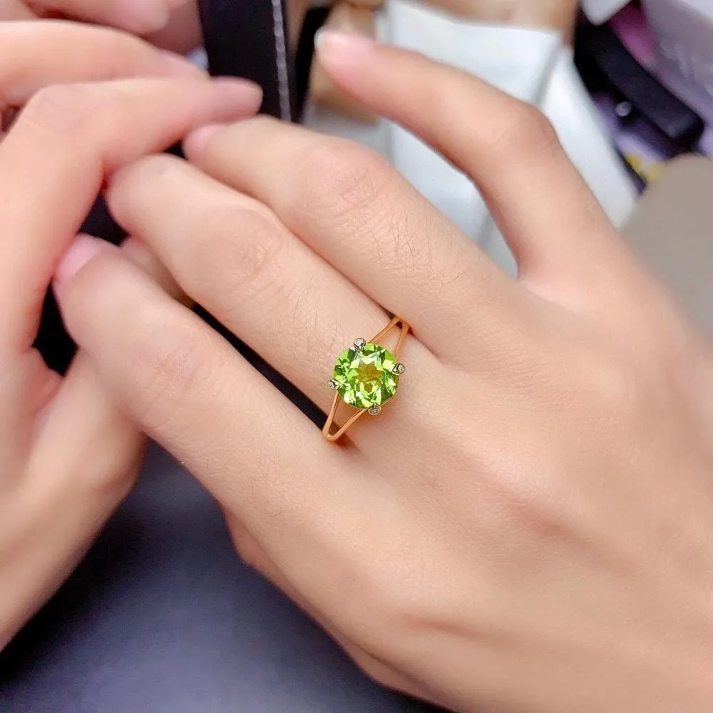 2ct Solitaire Cut Peridot Gold Filled 925 Sterling Silver Ring