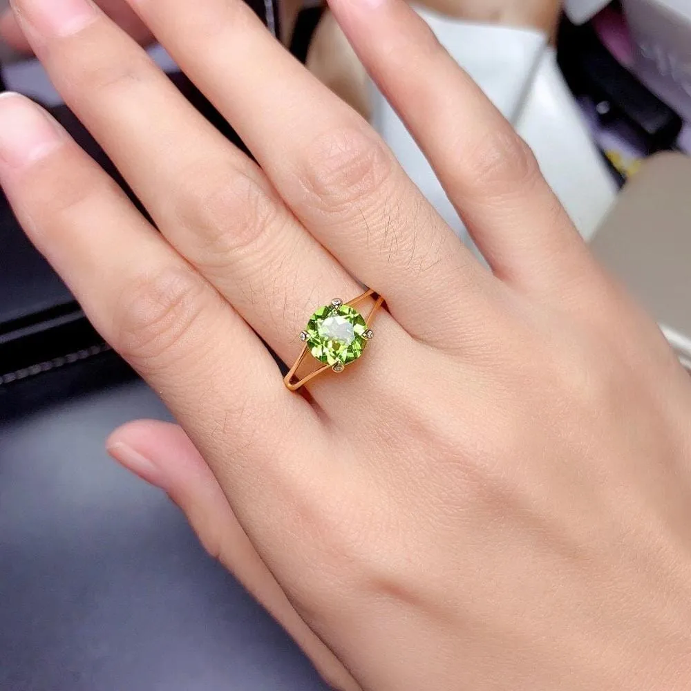 2ct Solitaire Cut Peridot Gold Filled 925 Sterling Silver Ring