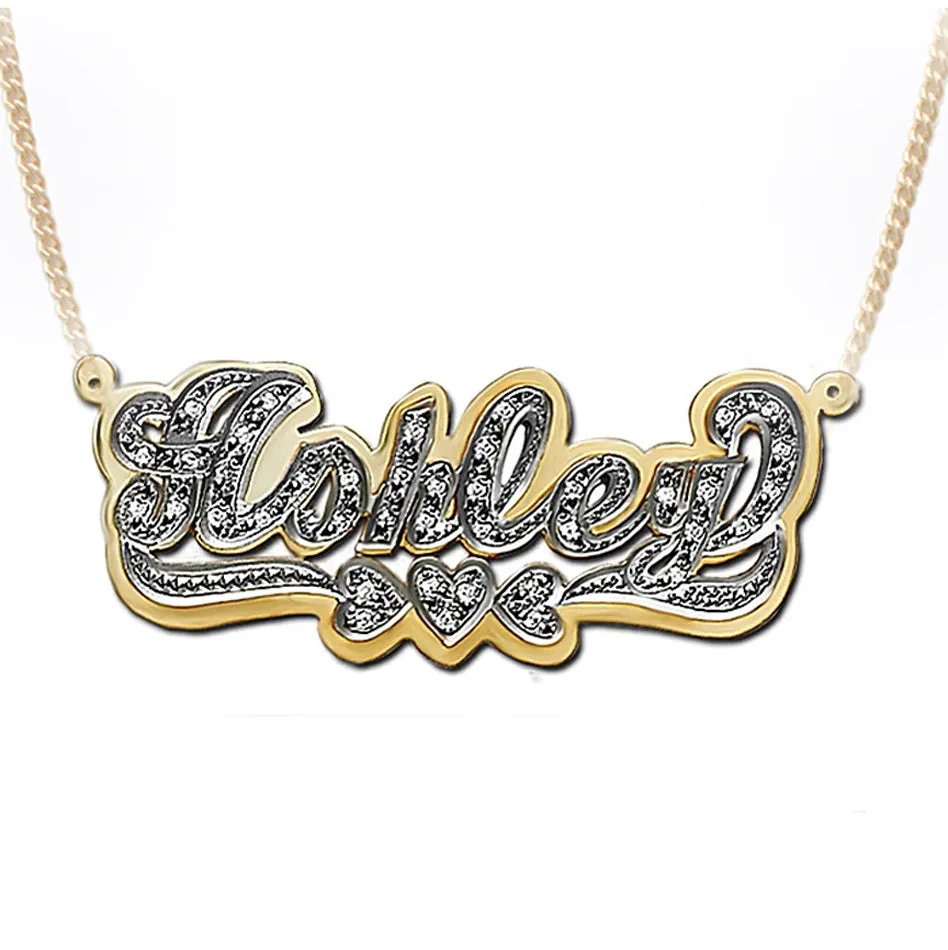 3D Double Plated Iced Out Name Necklace w/ Cuban Chain