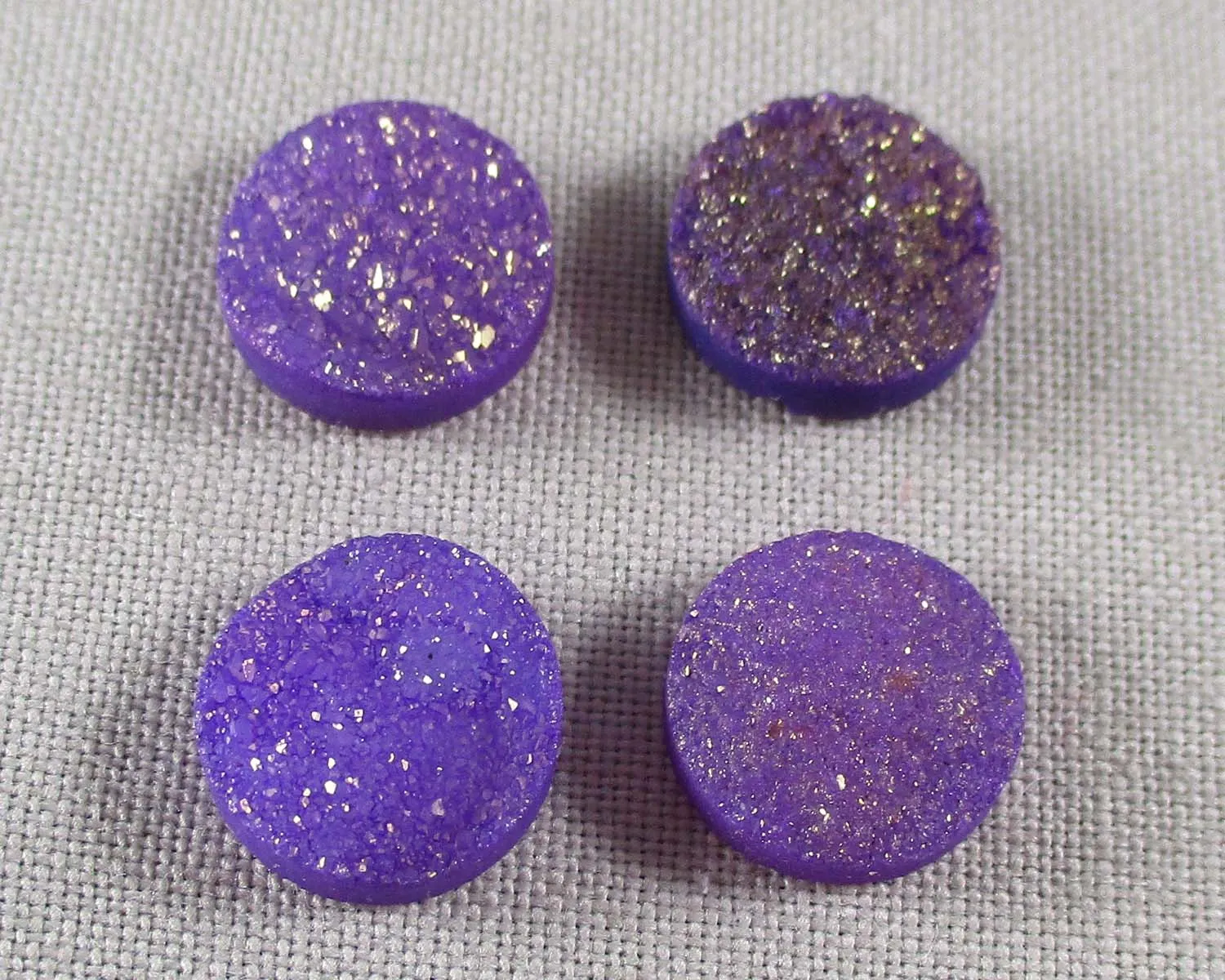 50% OFF!! Purple Agate Druzy Cabochon 10mm 2pcs (0634)