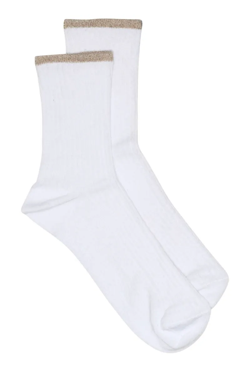 Adele lurex socks | Bright White | Strømper fra Gustav