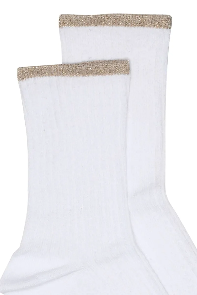 Adele lurex socks | Bright White | Strømper fra Gustav