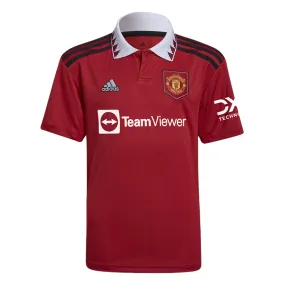 adidas Manchester United FC Official 2022/23 Short Sleeve Home Jersey - Youth - Real Red