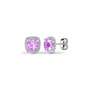 Amethyst Drop Earrings in 9k White Gold