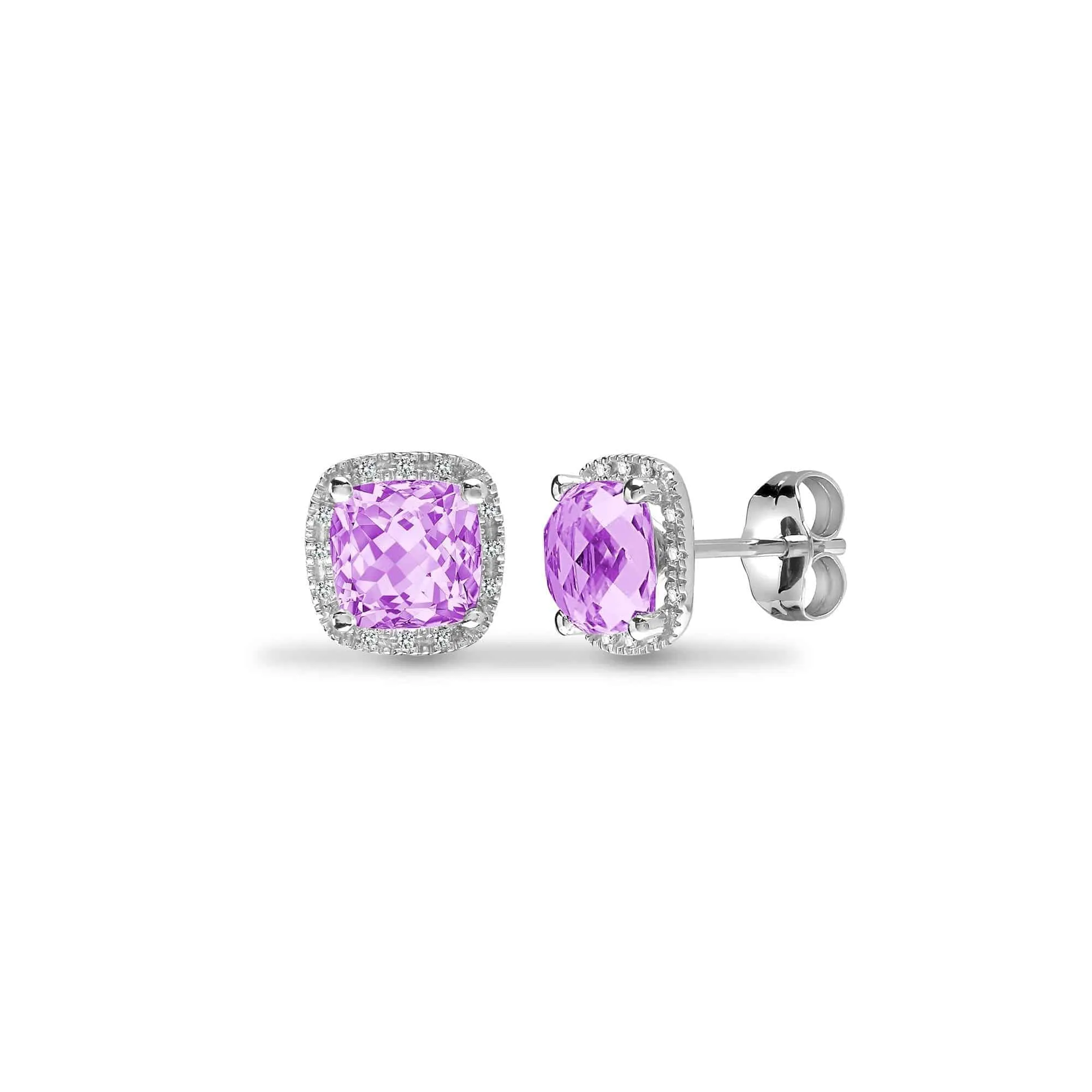 Amethyst Drop Earrings in 9k White Gold