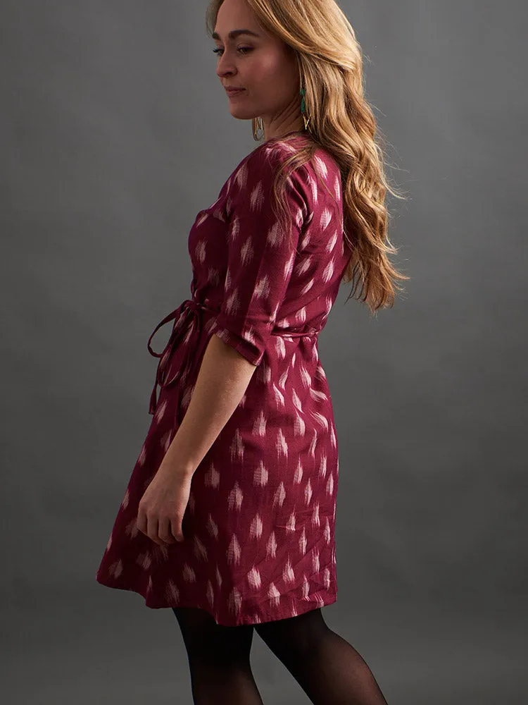 Anaya Wrap Dress - Garnet Ikat