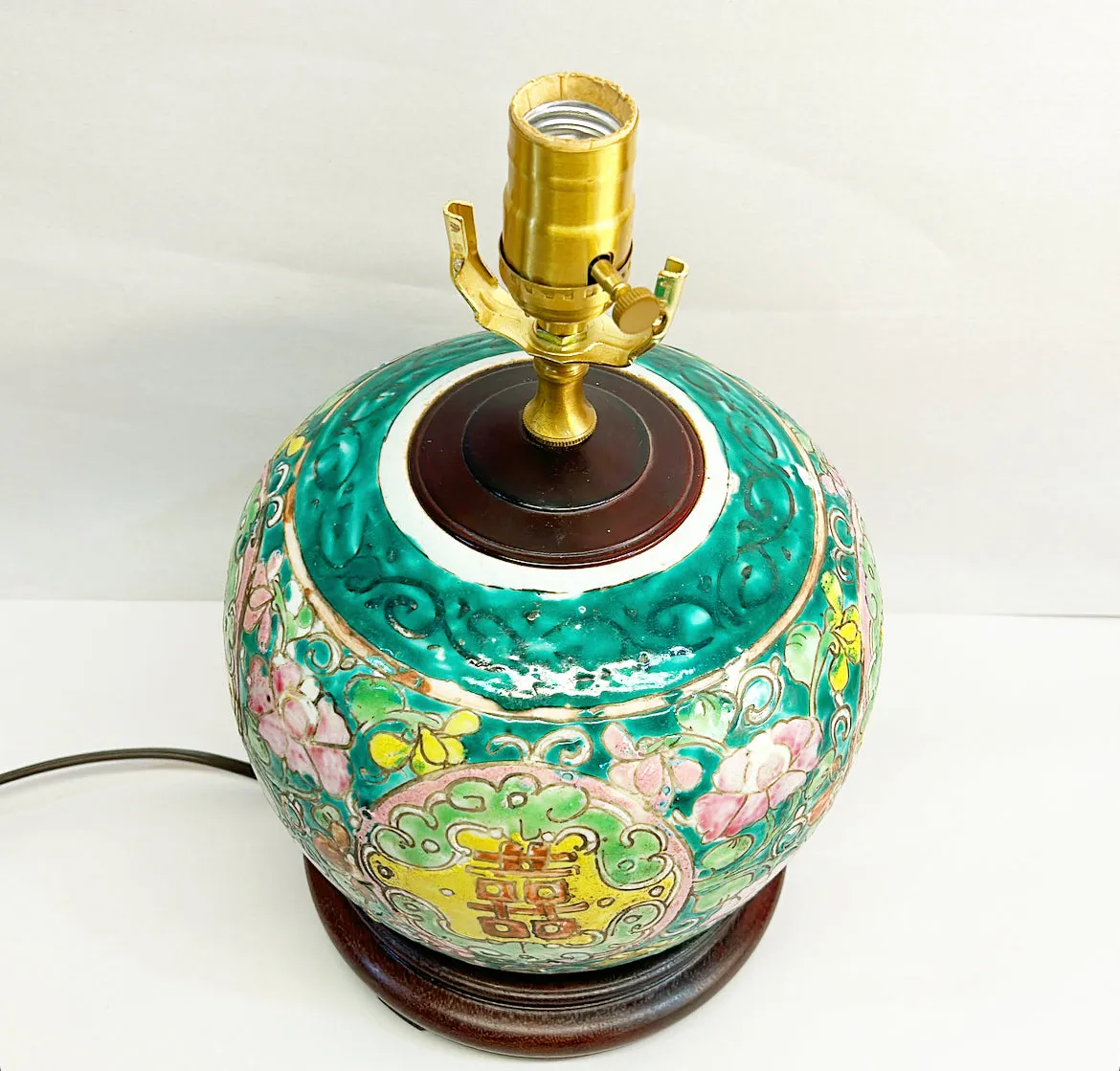 Antique late 1800s Asian style ginger jar lamp.