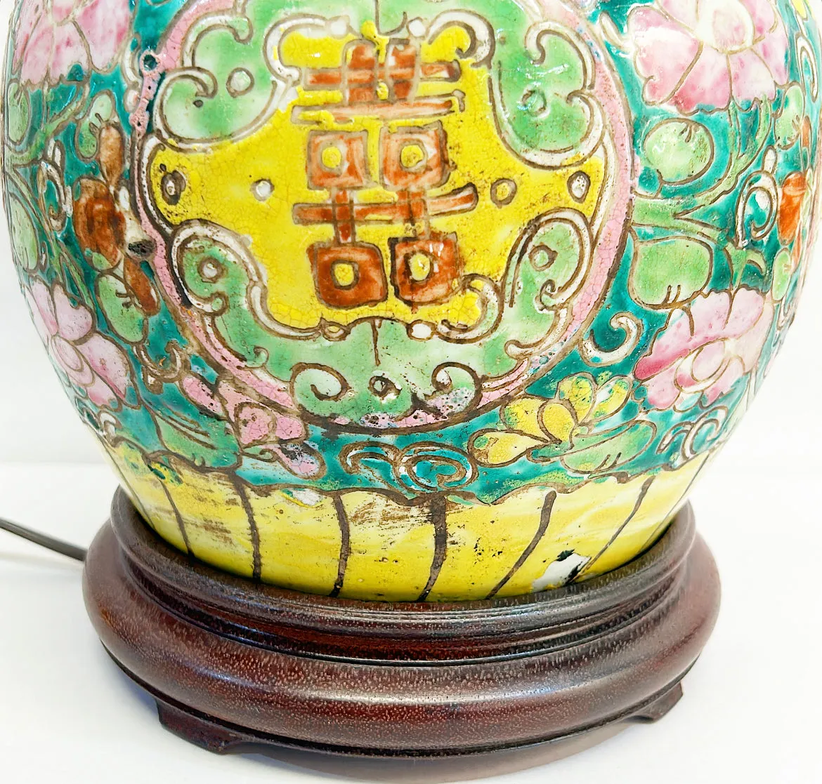 Antique late 1800s Asian style ginger jar lamp.