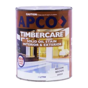 Apco Timbercare Solid Oil Stain Mission Brown 1L