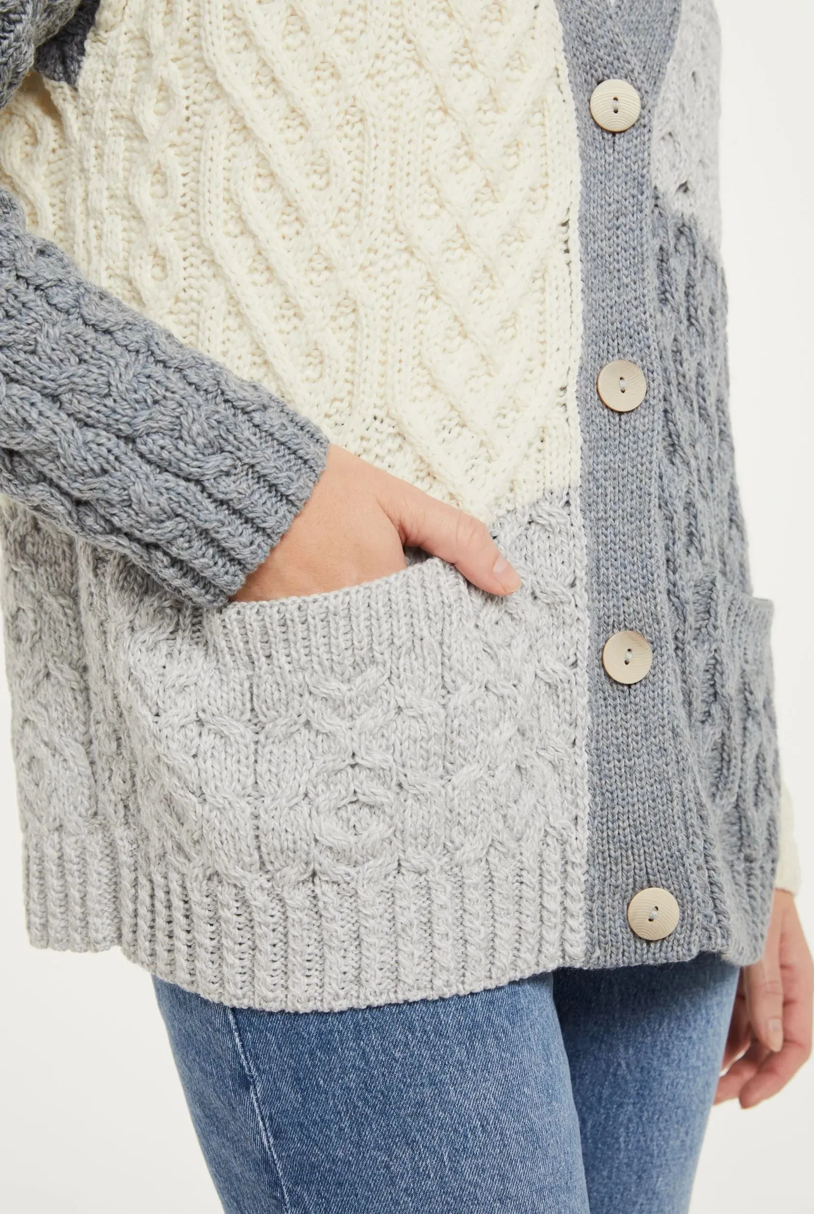 Aran Patchwork Cardigan | Dawn