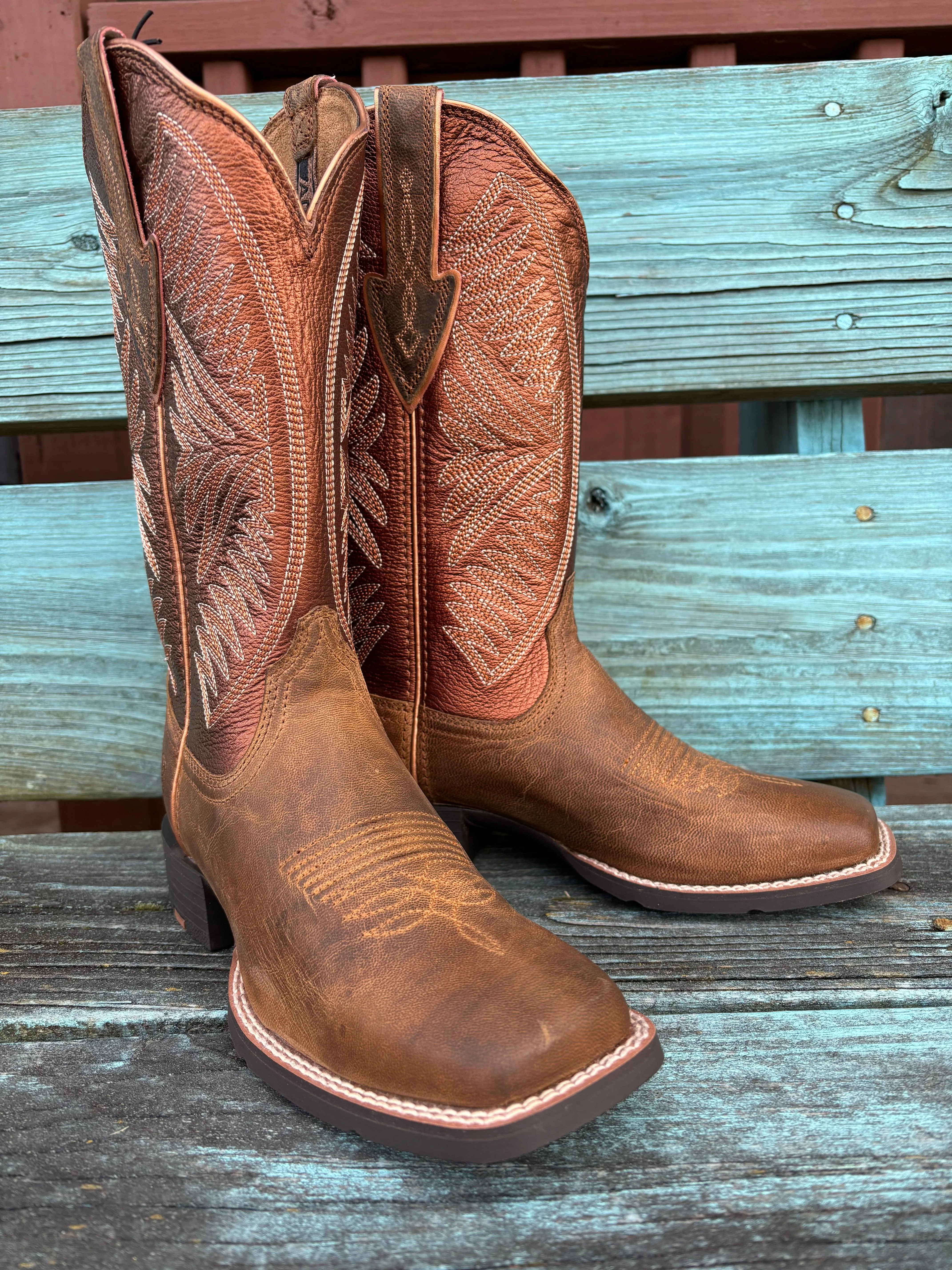 Ariat Women's Round Up Ruidoso Burnished Chestnut Square Toe Cowgirl Boot 10051066