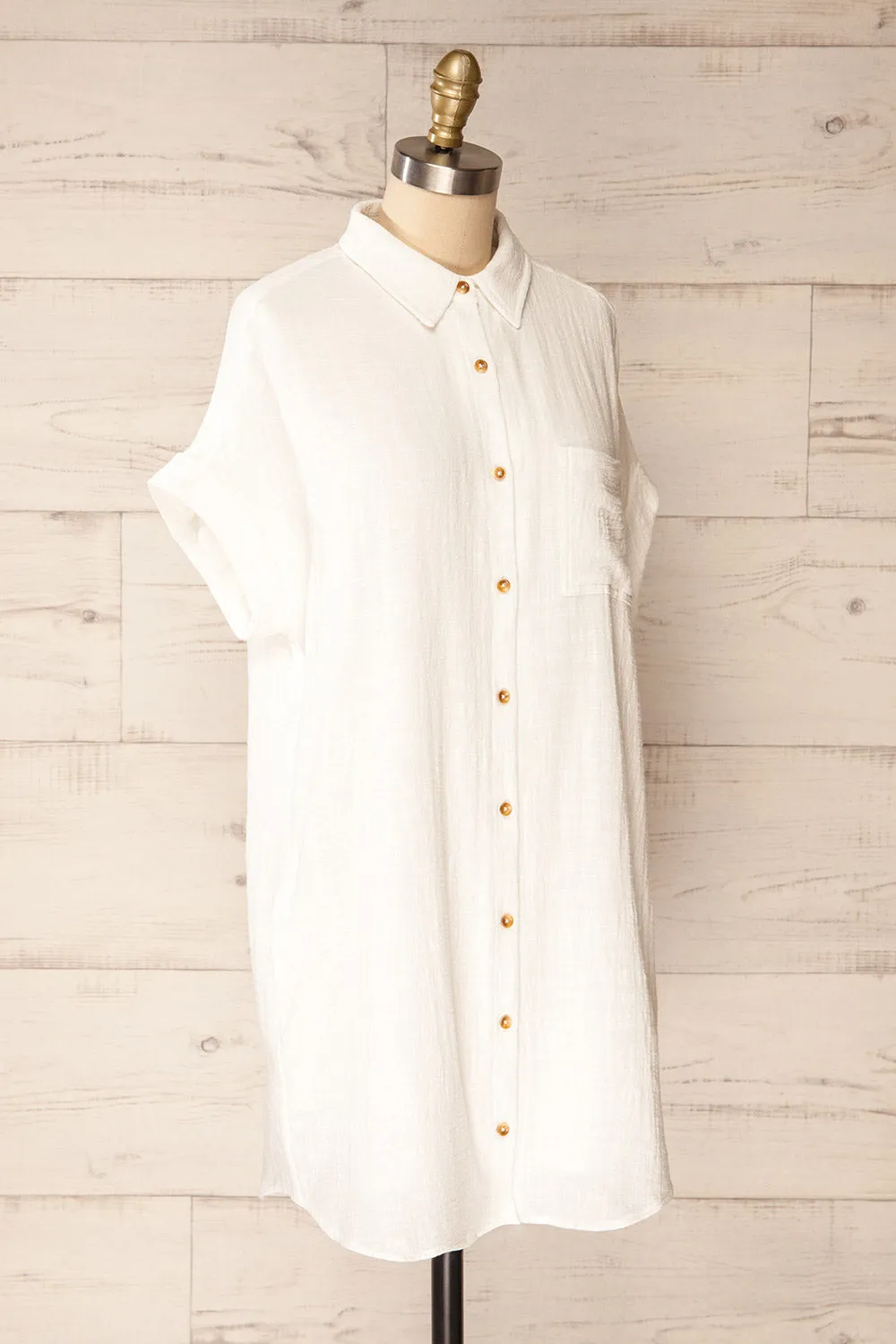 Arles Ivory | Short Shirt Dress w/ Pockets