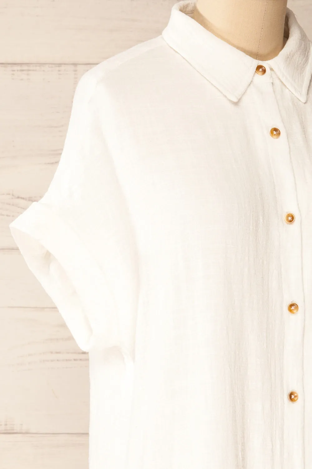 Arles Ivory | Short Shirt Dress w/ Pockets