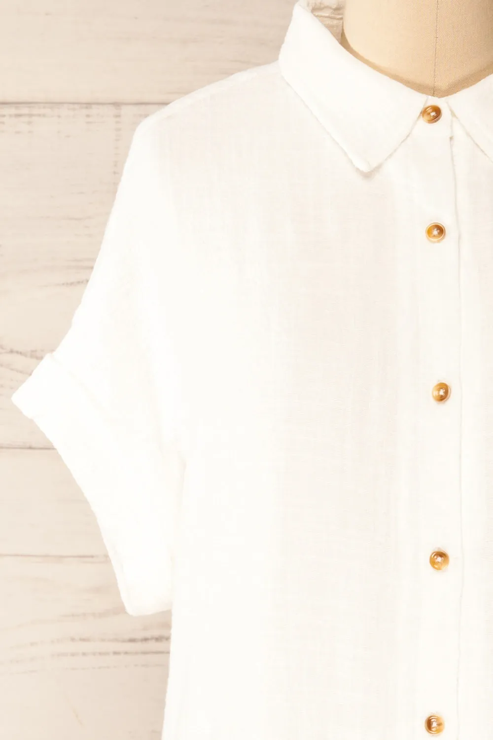 Arles Ivory | Short Shirt Dress w/ Pockets