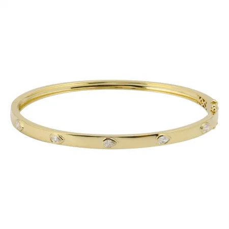 Bezel Set Segment Pear Diamond Bangle