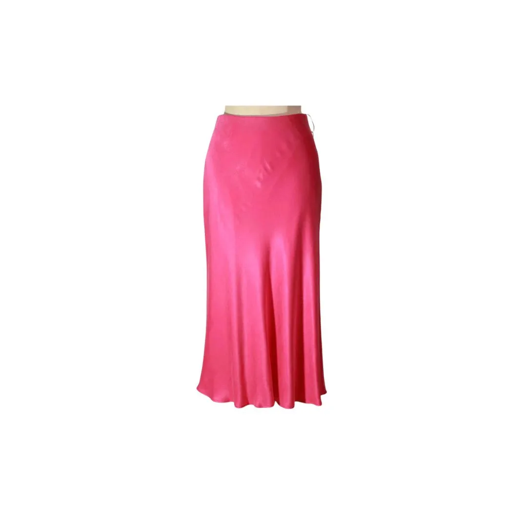 Bias Midi Cut Skirt Pink