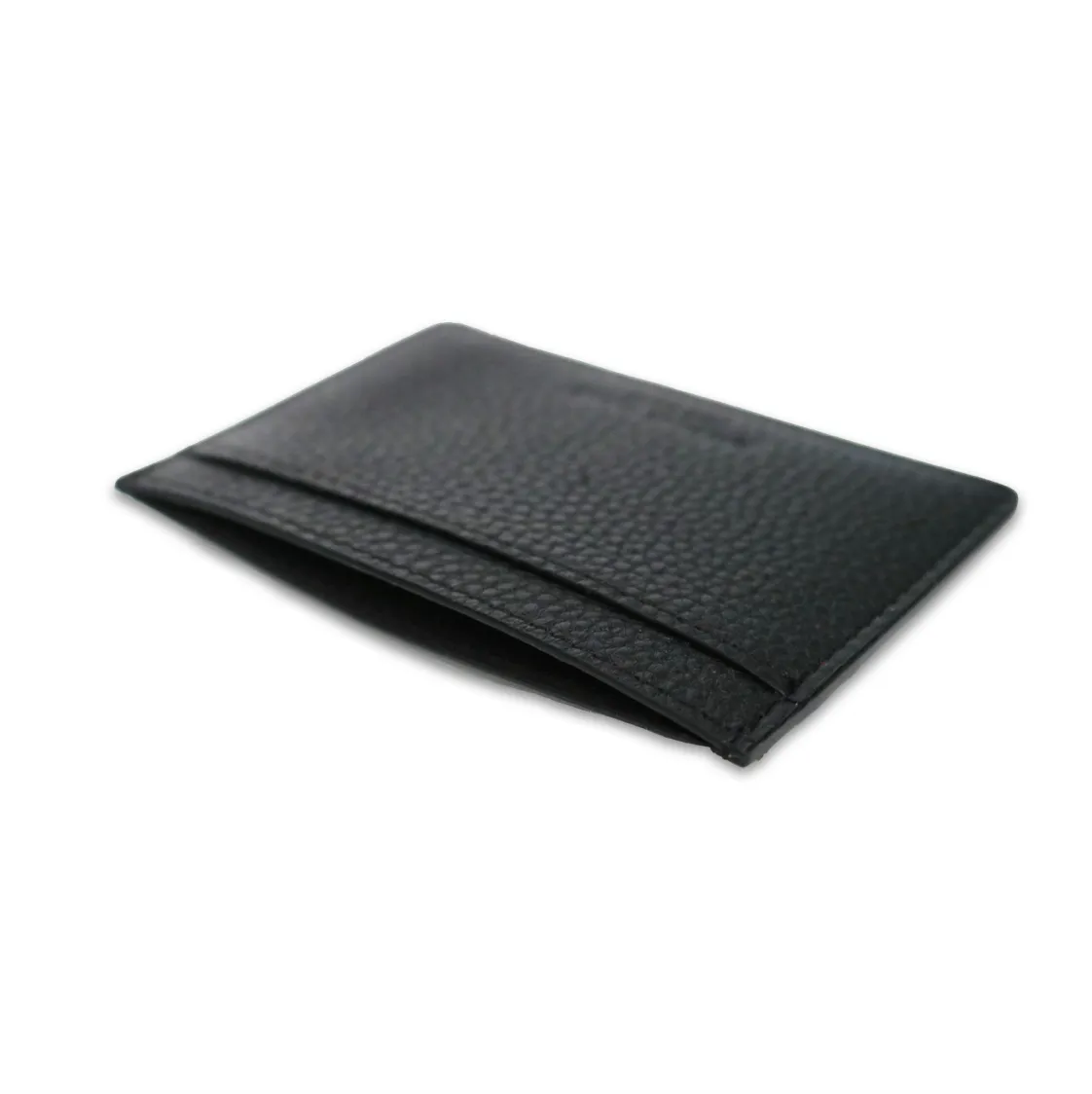 Black Pebbled Leather Classic Card Holder