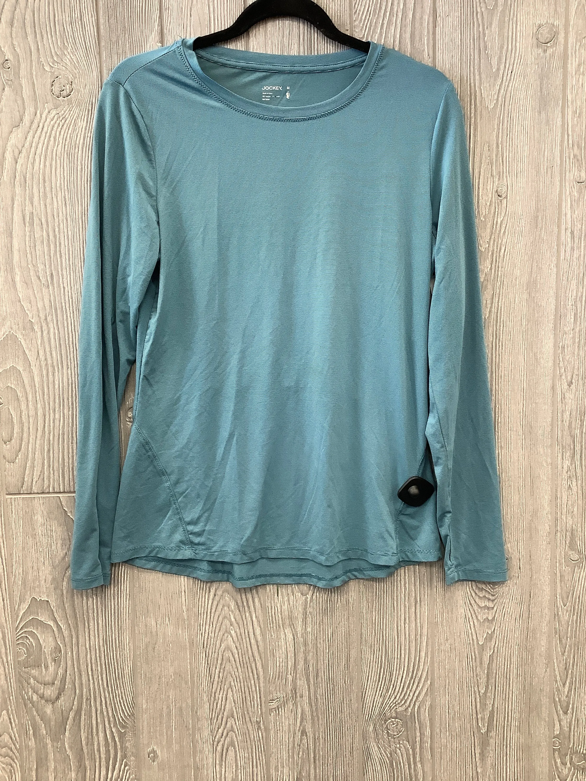 Blue Athletic Top Long Sleeve Collar Jockey, Size M