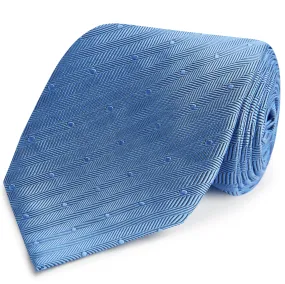 Blue Spot Herringbone Woven Silk Tie