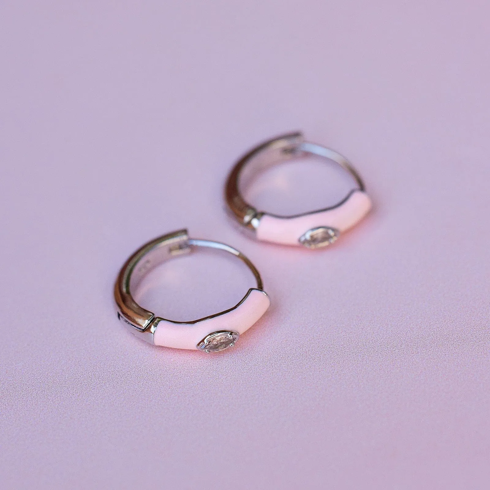 Boarding for Breast Cancer Enamel Hoop Earrings