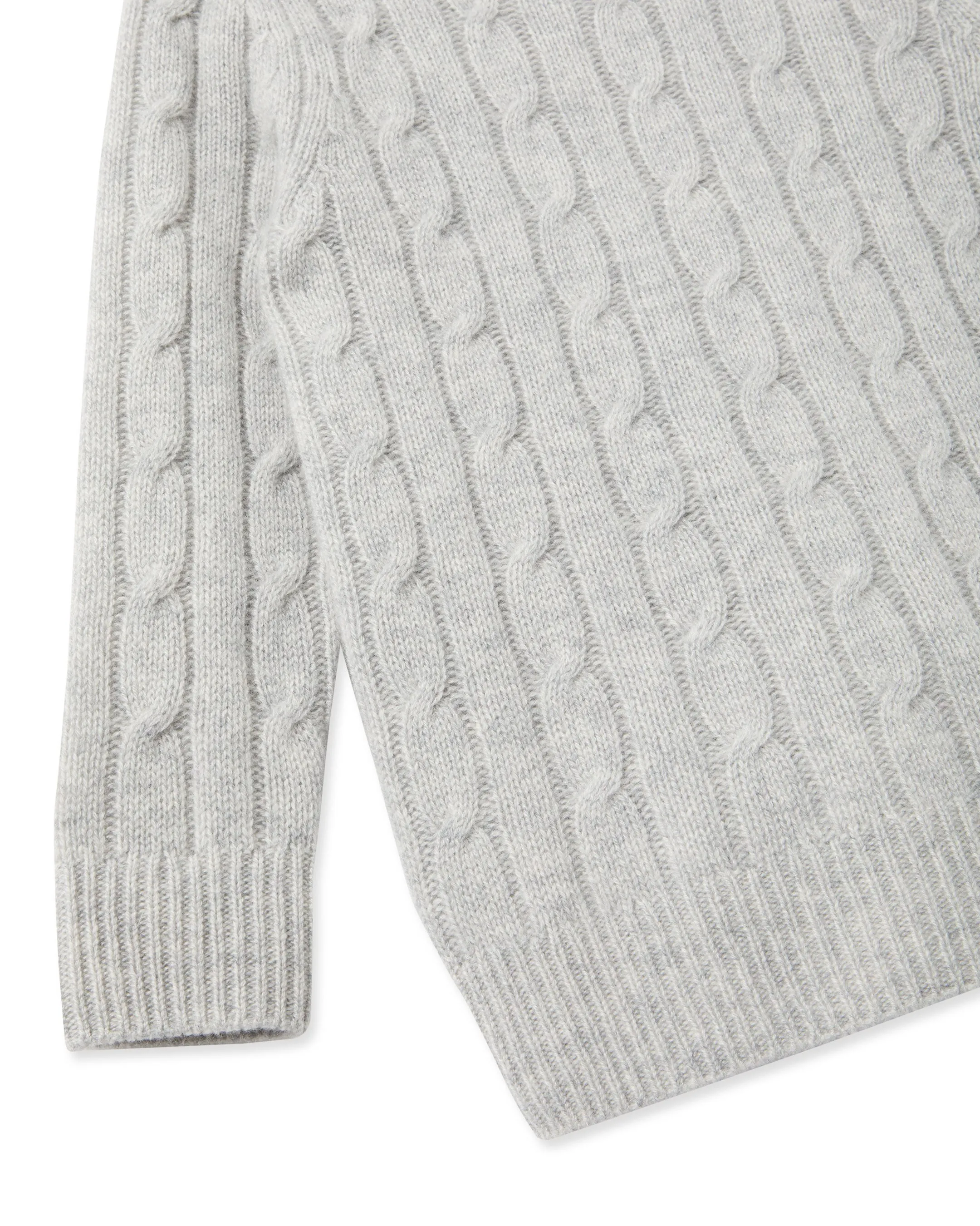 Boys Cable Roll Neck Cashmere Jumper Fumo Grey