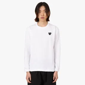 COMME des GARÇONS PLAY Black Heart Long Sleeve T-shirt / White