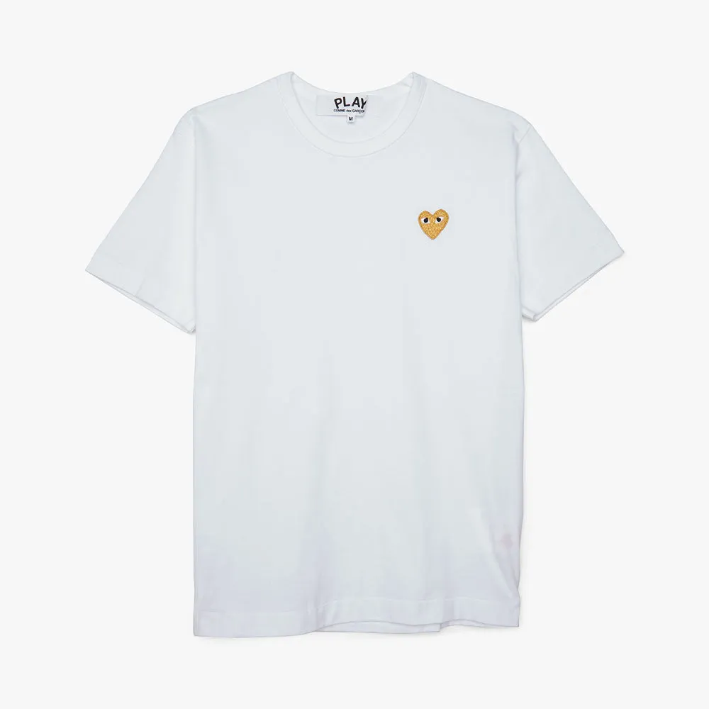 COMME des GARÇONS PLAY Gold Heart T-shirt / White