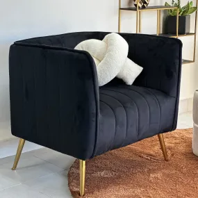 Dice Black Velvet Accent Chair