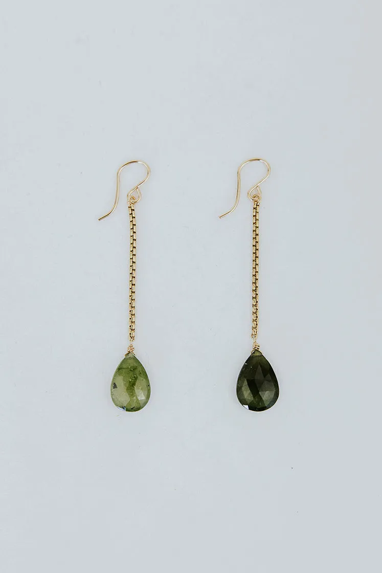 Drop Chain Earrings - Sapphire