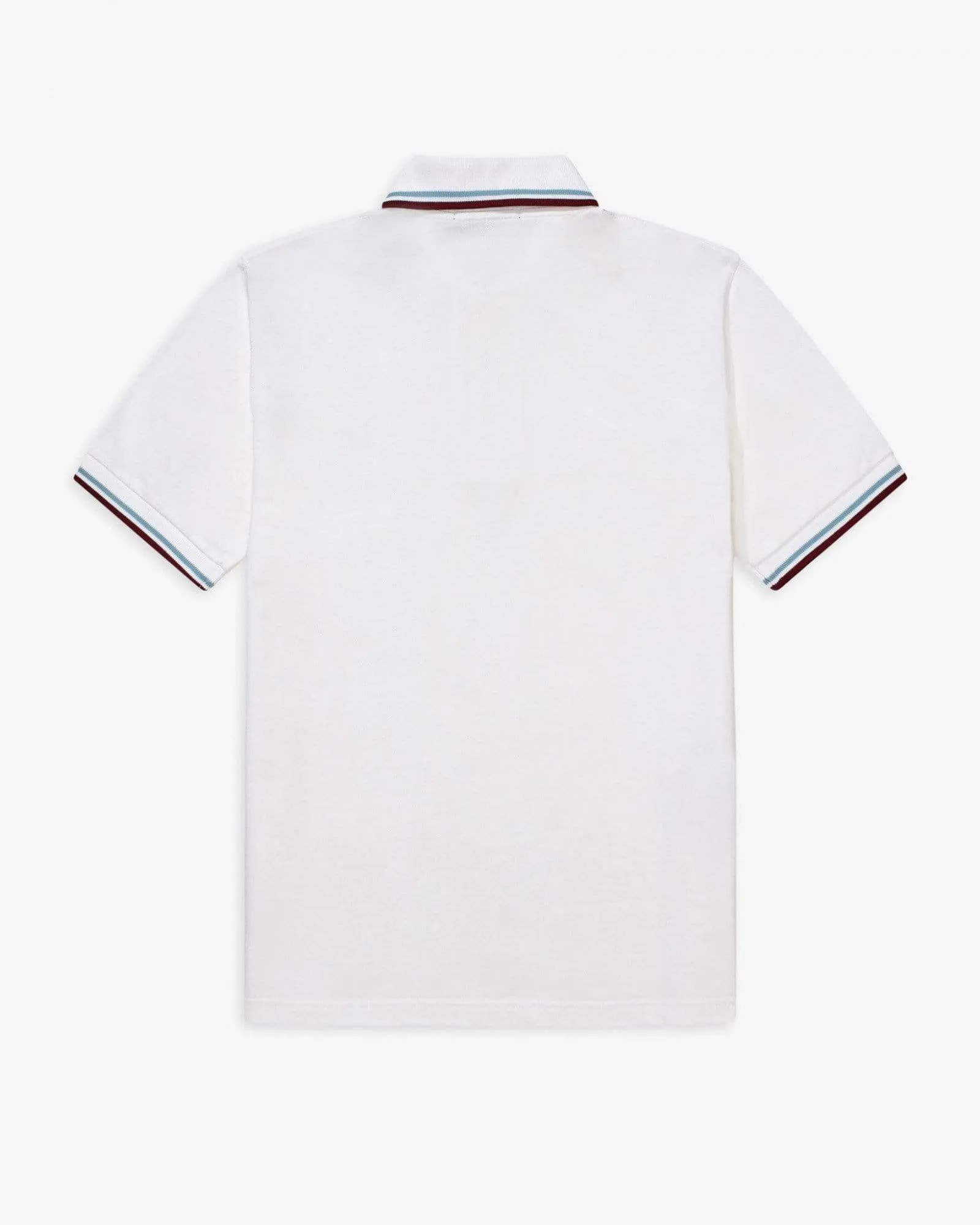 Fred Perry M12 Made In England Twin Tipped Polo Shirt - White / Ice / Maroon