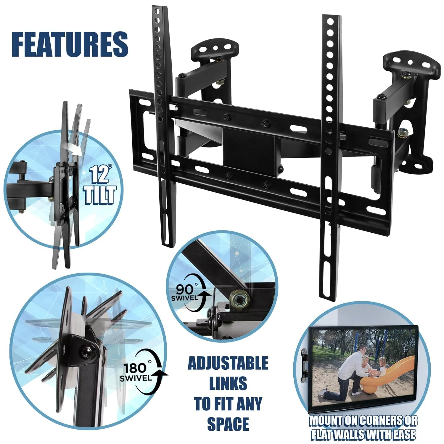 Full Motion Corner TV Wall Mount