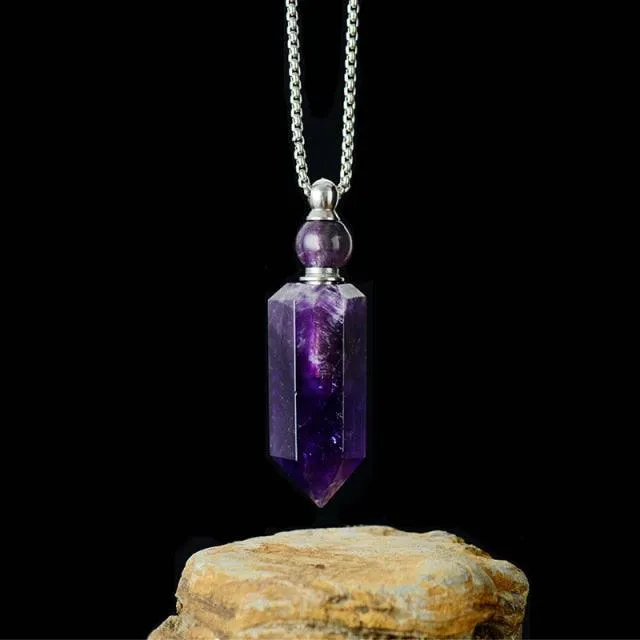 'Gamarra' Amethyst Essential Oil Diffuser Bottle Pendant Necklace