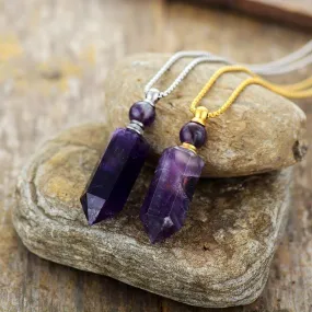 'Gamarra' Amethyst Essential Oil Diffuser Bottle Pendant Necklace