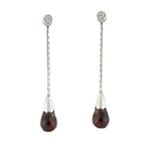 Garnet Drop Diamond Earrings