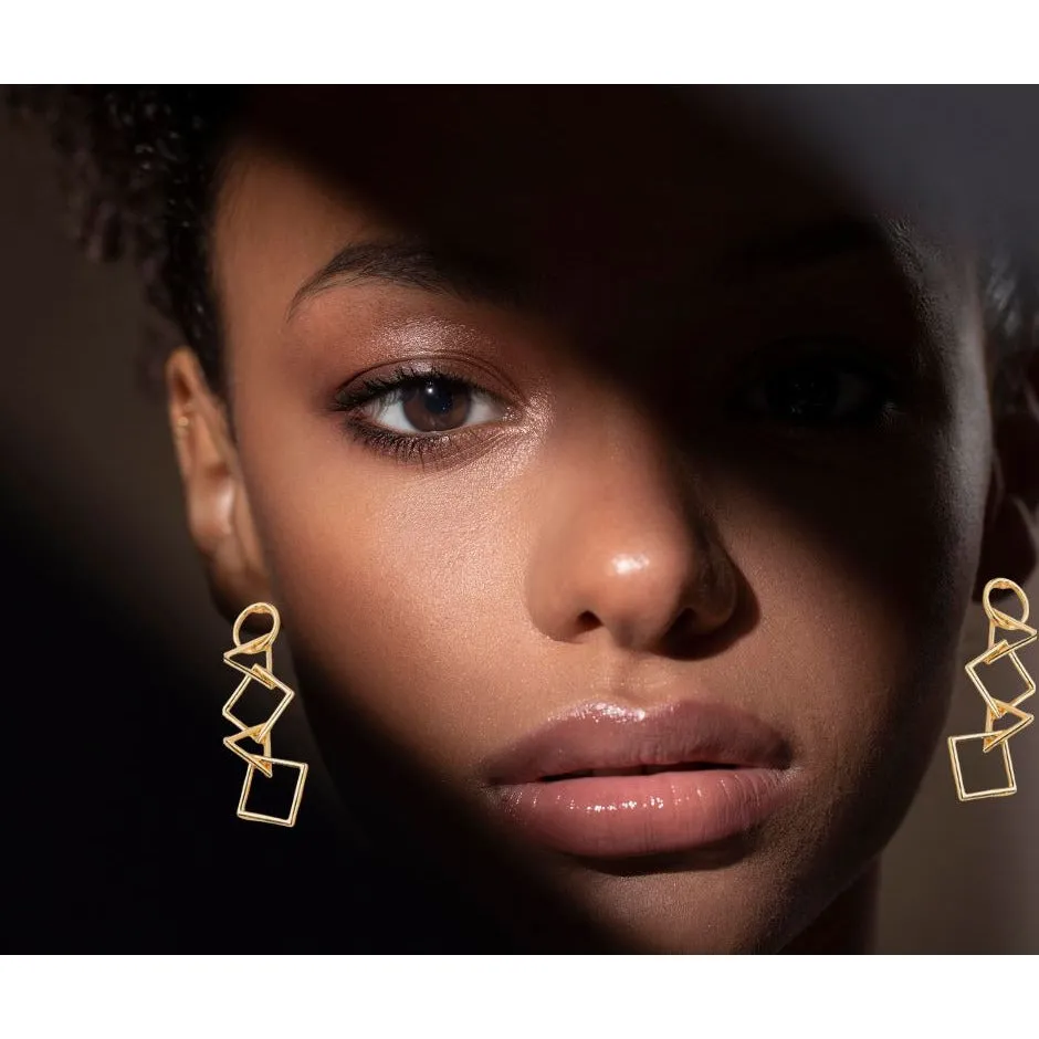 Geometric Symbol Gold Plated Earrings