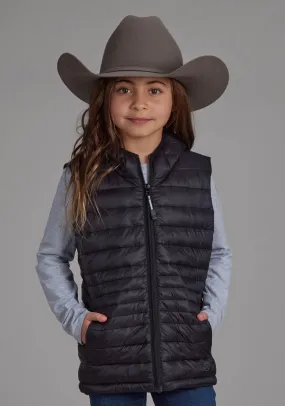 Girl's Roper Black Parachute Western Vest