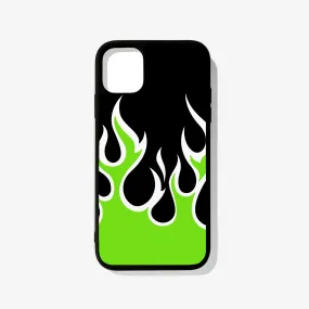 Green Flames Glass Case