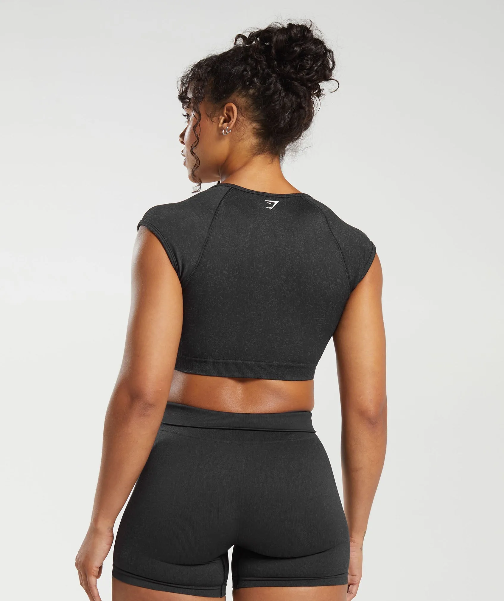 Gymshark Adapt Fleck Seamless Crop Top - Black/Smokey Grey