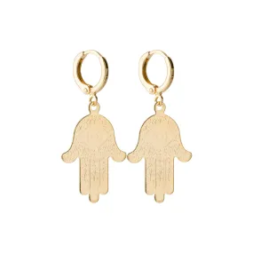 Hamsa Huggie Earrings in Gold