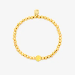 Happy Face Gold Bead Stretch Bracelet