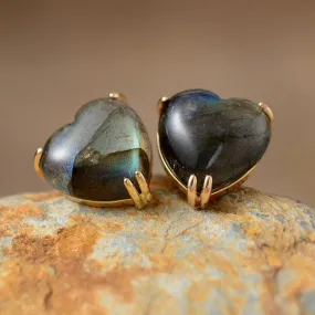 Hearts Labradorite Stud Earrings