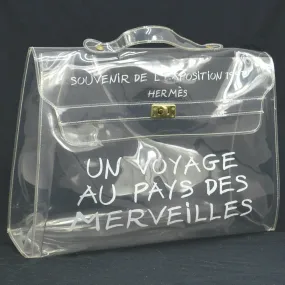 HERMES Vinyl Kelly Beach Hand Bag SOUVENIR DE L'EXPOSITION 1997 Clear AK38316g