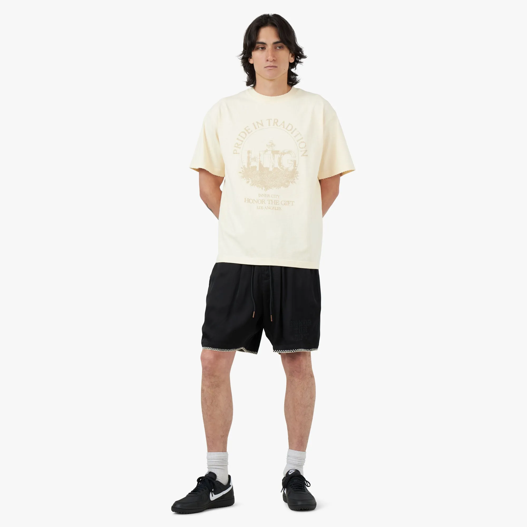 Honor The Gift Blanket Stitch Shorts / Black