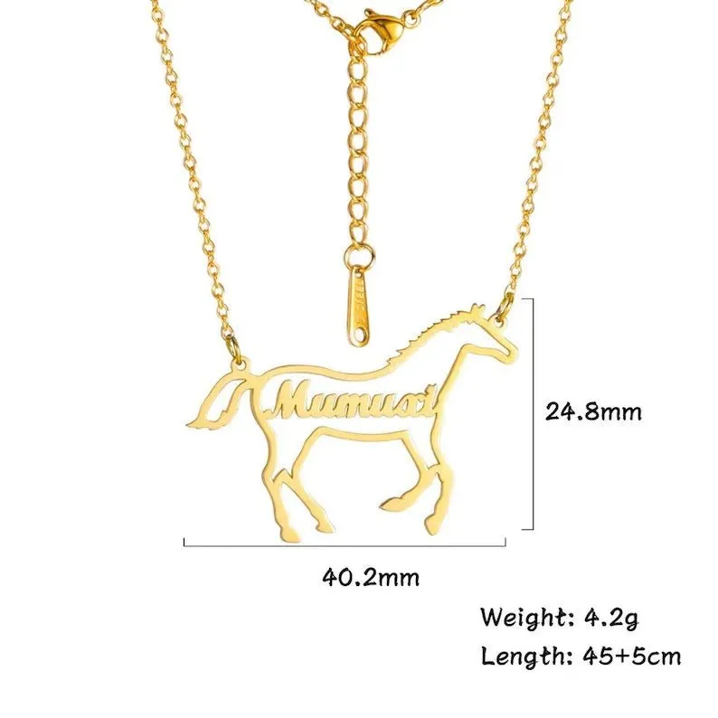 Horse Personalized Name Necklace Custom Name Necklace Name inside Horse