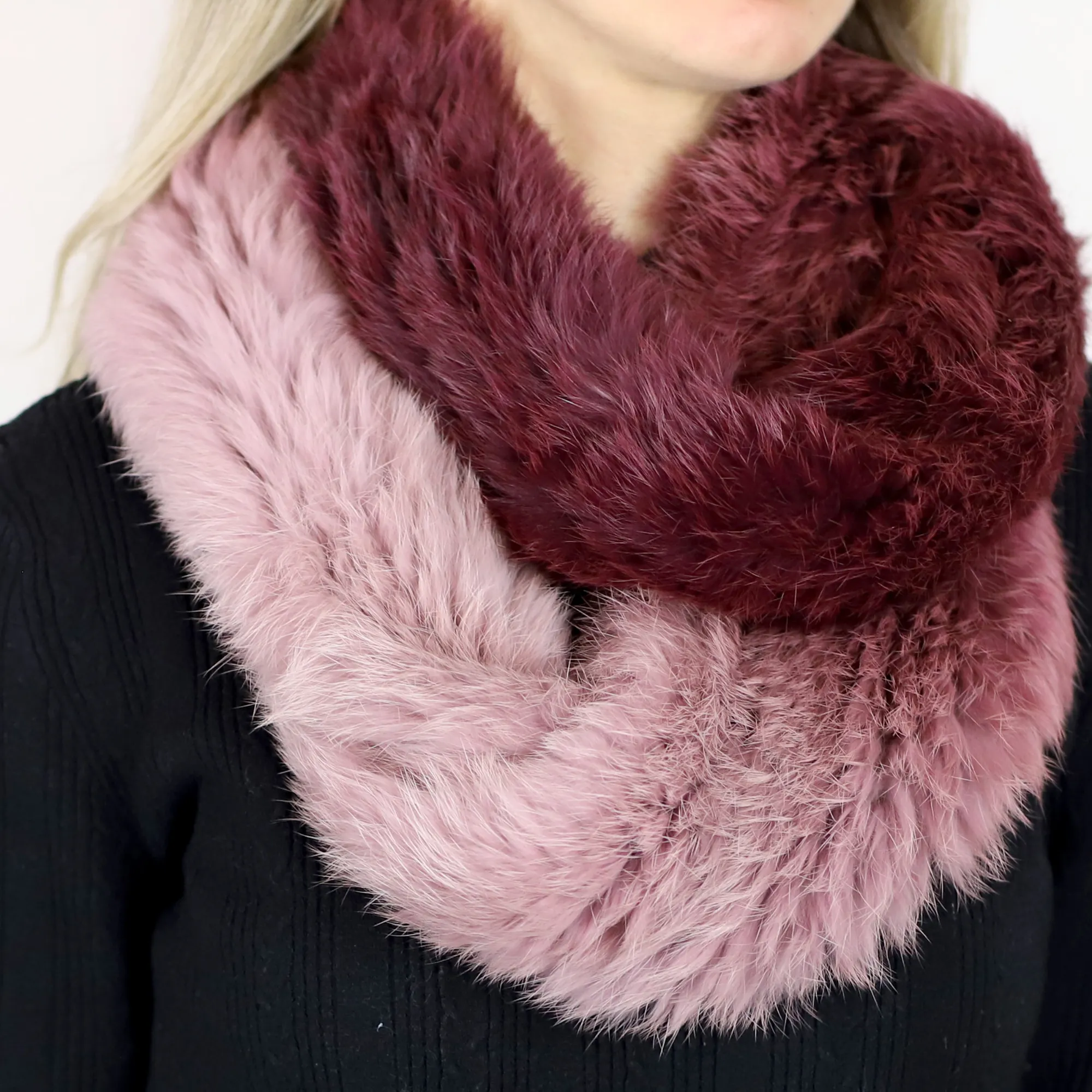 Infinity Cozy Fur Muffler - Blush/Red