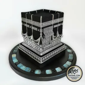 ISLAMIC TABLE DECOR GOLDEN KAABA REPLICA With Wooden Base