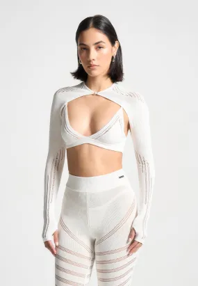 Knitted Sleeve Overlay with Bralette - White